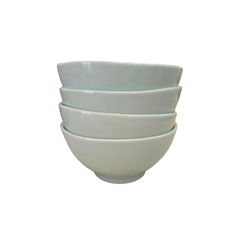 Porcelain cereal/rice/desert bowls,‎ Lenox Origins pattern, light Ice blue glaze